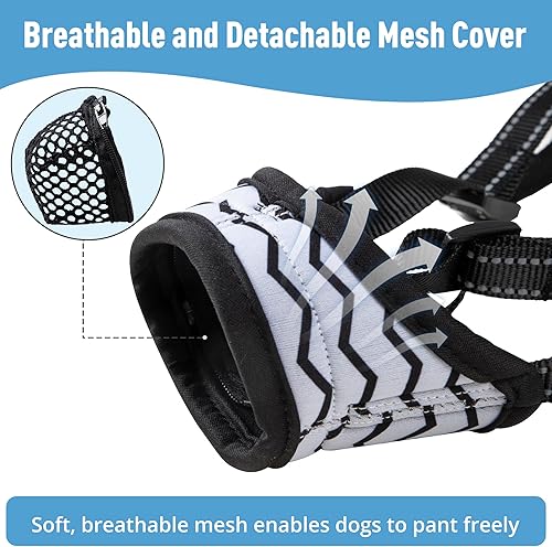 Miniatura 2 de Paw Legend Bozal para perros grandes, medianos y pequeños, bozal suave para perros, protector bucal para evitar ladridos, mordeduras, cubierta bucal