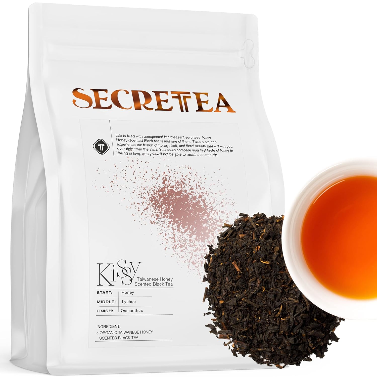 Organic TAIWAN Signature Honey Scented Black Loose Tea | Natural Antioxidants |100% Taiwan Hand Crafted, 12 Oz Loose Leaf, Value Bulk Pack | by T SECRETEA, KISSY