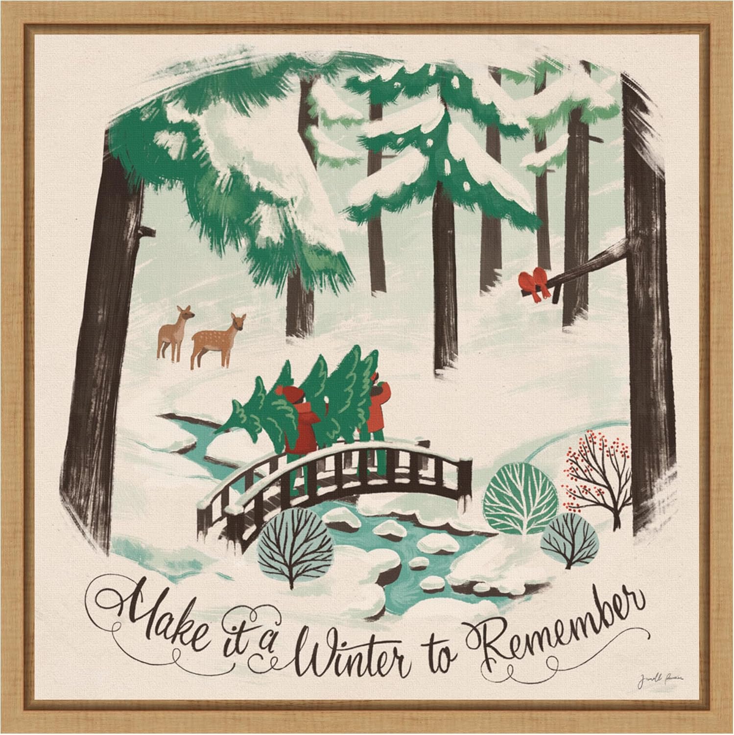 Amanti Art Framed Canvas Wall Art 30x30 Winter Bliss II by Janelle Penner, Framed Wall Art Canvas, Holidays Artwork, Country Rustic Decor, Large Poster Painting for Living Room, Bedroom, Bathroom,