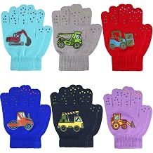 6 Pairs Kid's Winter Gloves - Stretchy Warm Knit Gloves for Boys or Girls