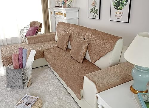 Miniatura 4 de vctops Funda acolchada de terciopelo para sofá, funda suave para sofá modular, funda antideslizante para sofá, para perros, gatos y mascotas, para