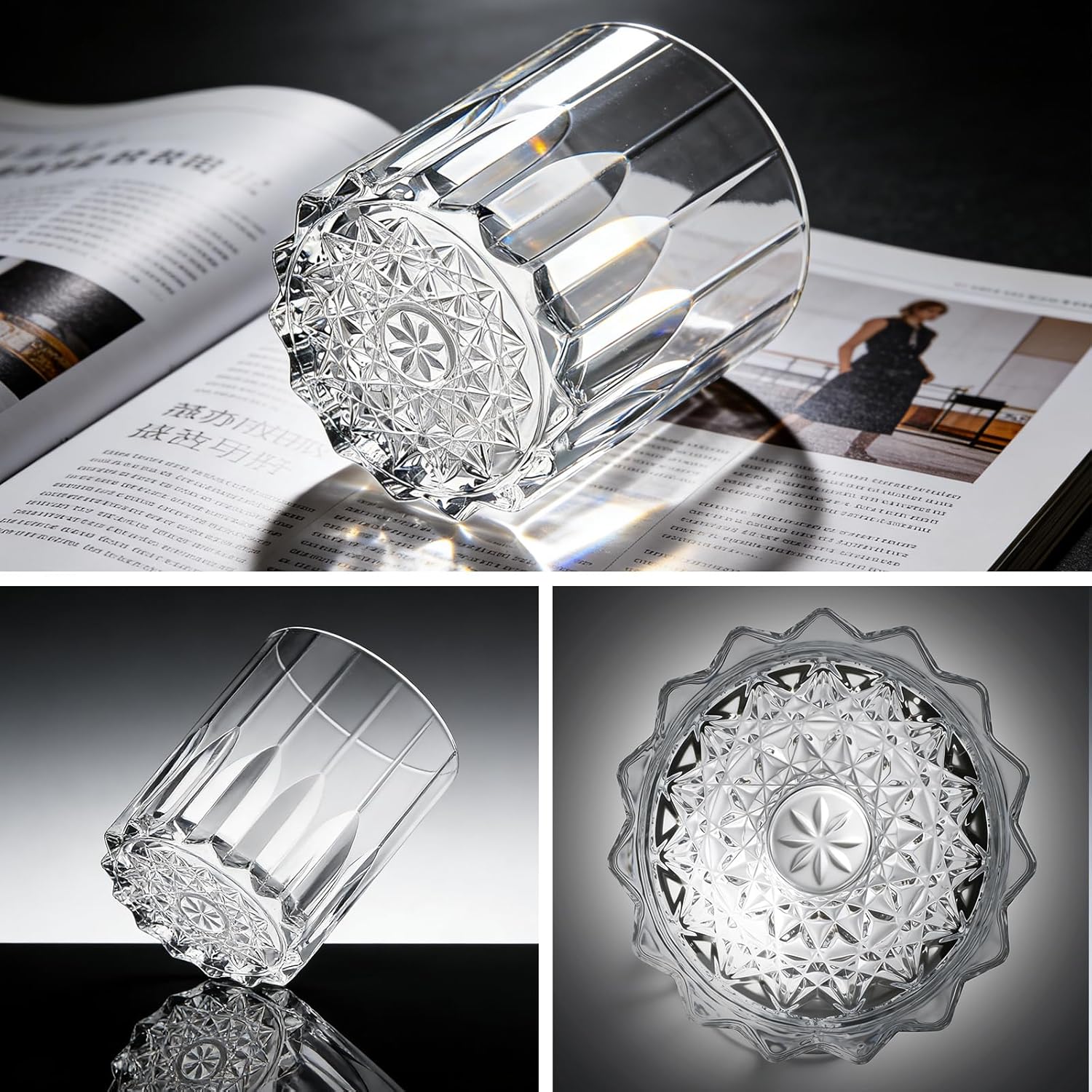 Whiskey Glasses Set of 4, 10 Oz Crystal Bourbon Glasses, Old Fashioned Cocktail Glass in Gift Box, Rocks Tumbler for Scotch, Cognac, Barware for Men