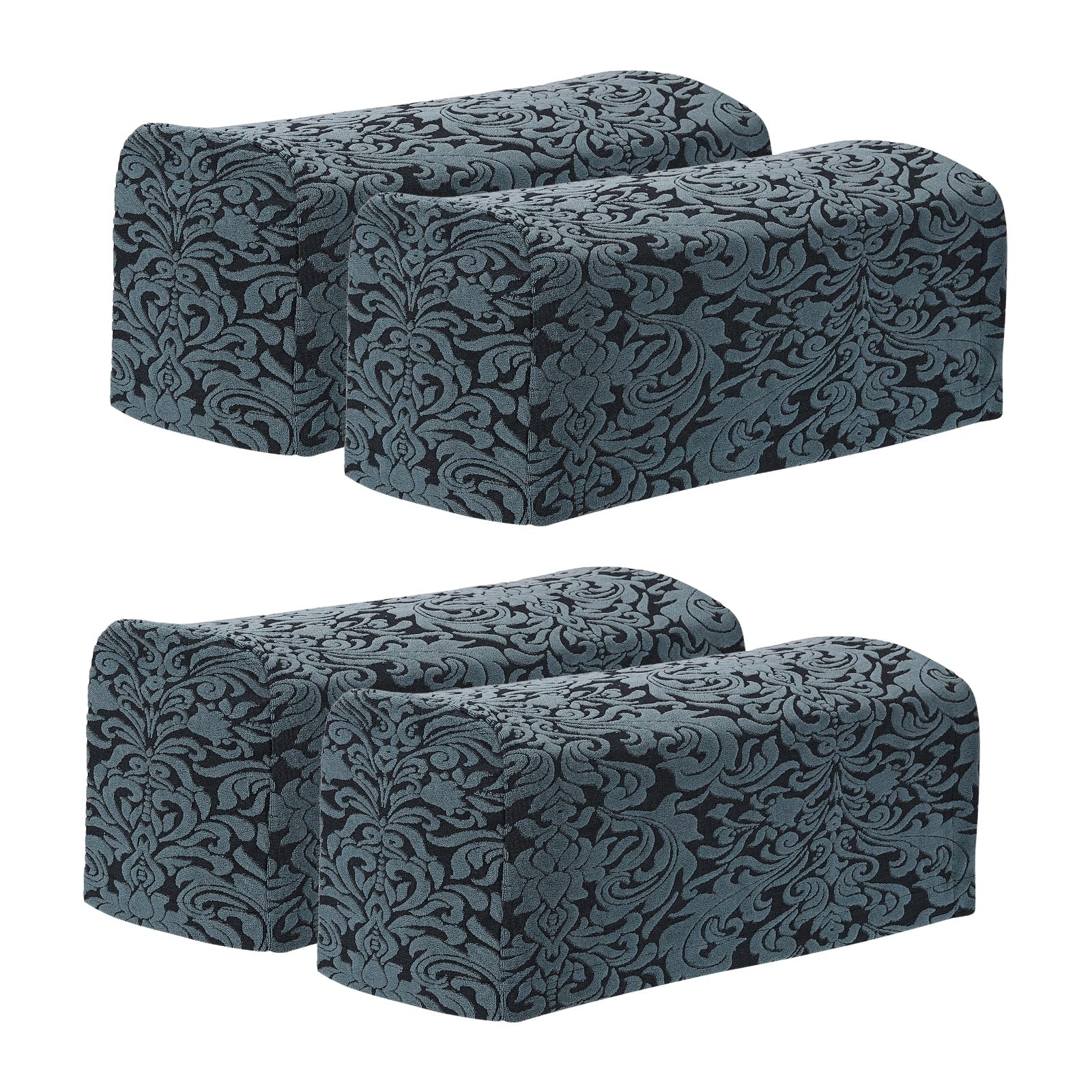 sourcing map 4Pcs Stretch Armrest Covers, Polyester Jacquard Soft Couch Arm Slipcovers Anti-Slip Furniture Protector for Chairs Couch Sofa Recliner, Green
