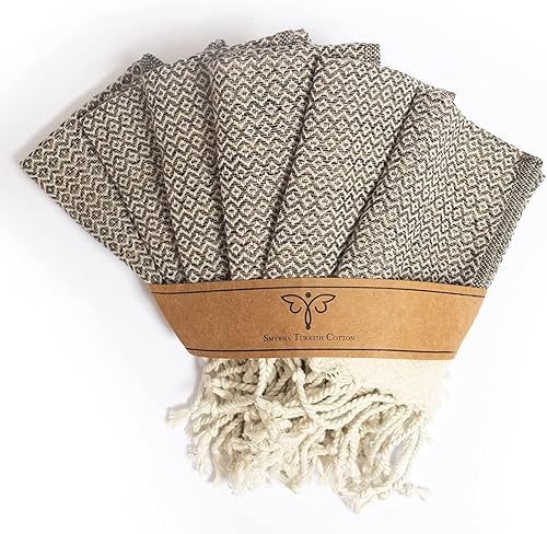 Miniatura 79 de SMYRNA TURKISH COTTON Paquete de 6 paños de baño versátiles para baño, hotel, spa, gimnasio, suaves, absorbentes, prelavadas y de secado rápido