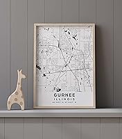 Vista 9 de Mapa de Gurnee, Illinois, Light 2 (8x10)