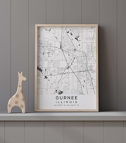 Miniatura 9 de Mapa de Gurnee, Illinois, Light 2 (8x10)