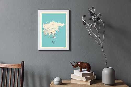Miniatura 4 de Map Of Asia - Arte de pared de mapa de Asia (11 x 14 pulgadas), mapa de Asia para decoración de pared de cualquier habitación. Mapa educativo para