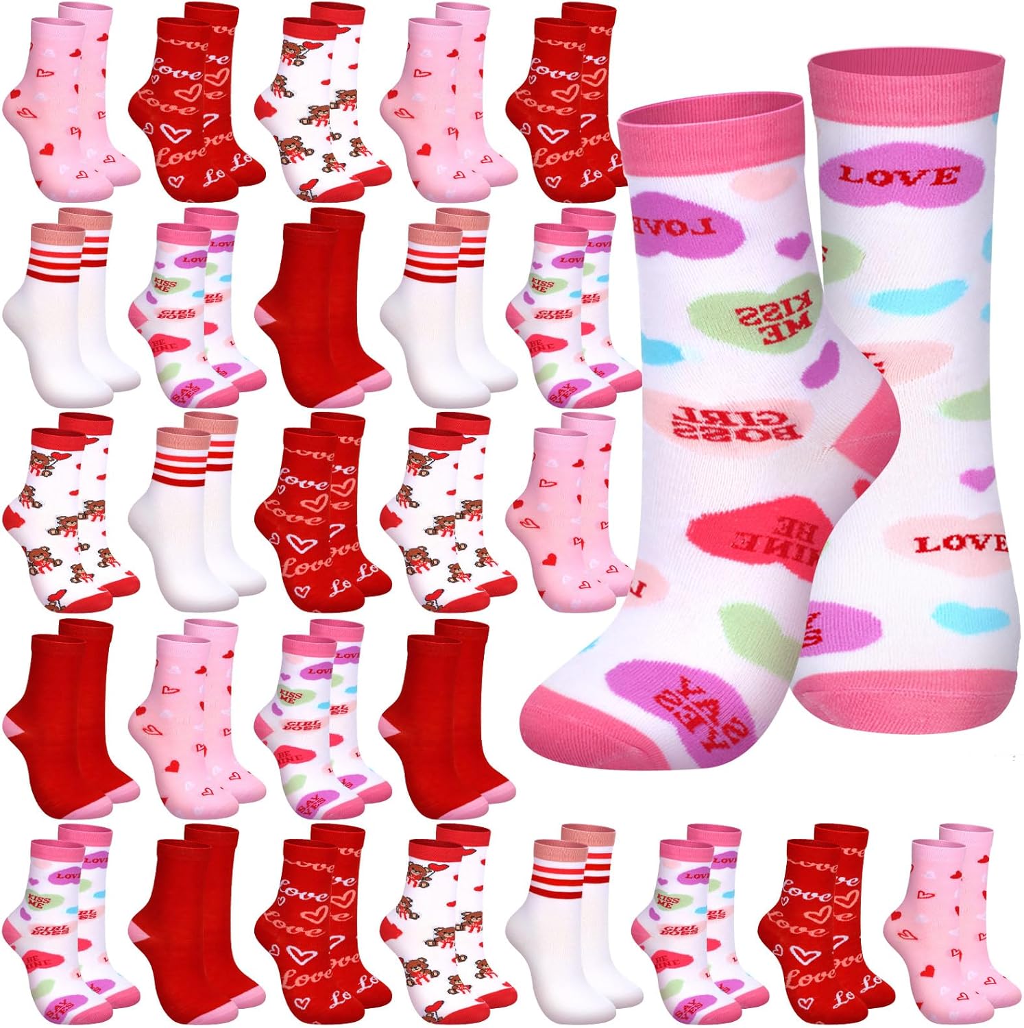 Hoolerry 30 Pairs Christmas Fuzzy Socks in Bulk for Women Adult Men Gifts Fluffy Holiday Winter Socks Unisex Warm Crew Gifts