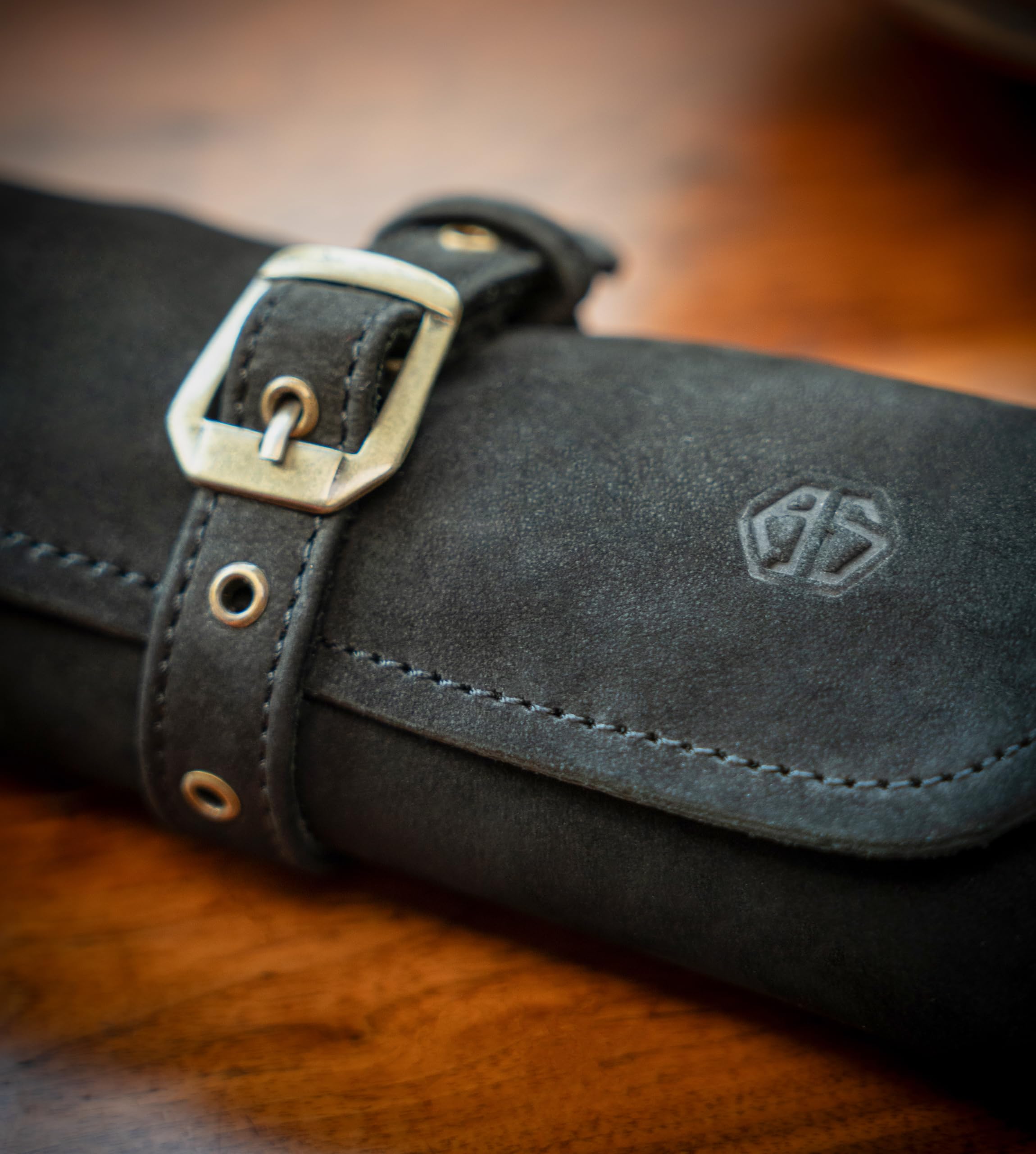 Angus Stoke Sam - Funda de Piel para Cuchillos de Cocinero (Piel, tamaño Grande), diseño de Bolsa