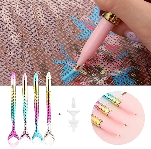 Miniatura 3 de Ovelur 7 piezas de accesorios de pintura de diamantes bolígrafos con 5 piezas de almacenamiento de cera de pintura de diamante, bolígrafos de arte