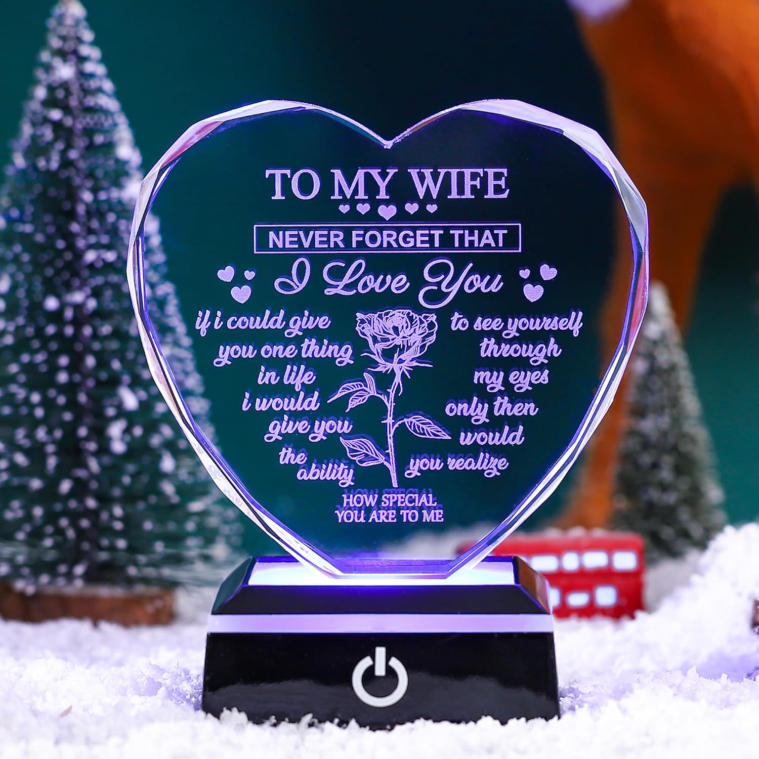 ZHSHWAT Christmas Day Birthday Gifts for Wife, Husband Crystal Multi Colour Night Light Gift for Wife, Romantic Crystal Rose Decor for Wife Anniversary Birthday Gifts Ideas - Image 3