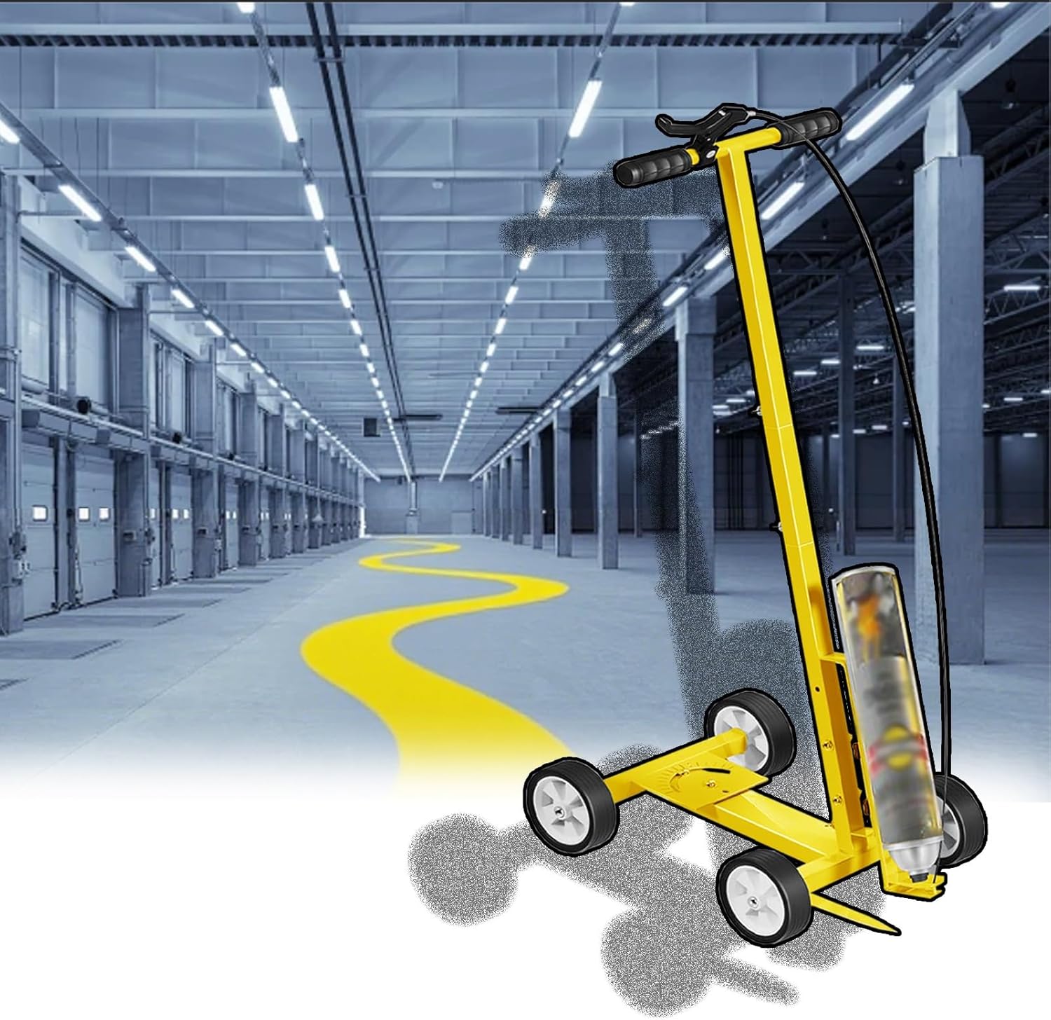 Striping Machine Factories Warehouse Utility Marking Cart, Striping Line Spray Paint Machine with Adjustable Width, Line Painting Tool Capable of Drawing Curve