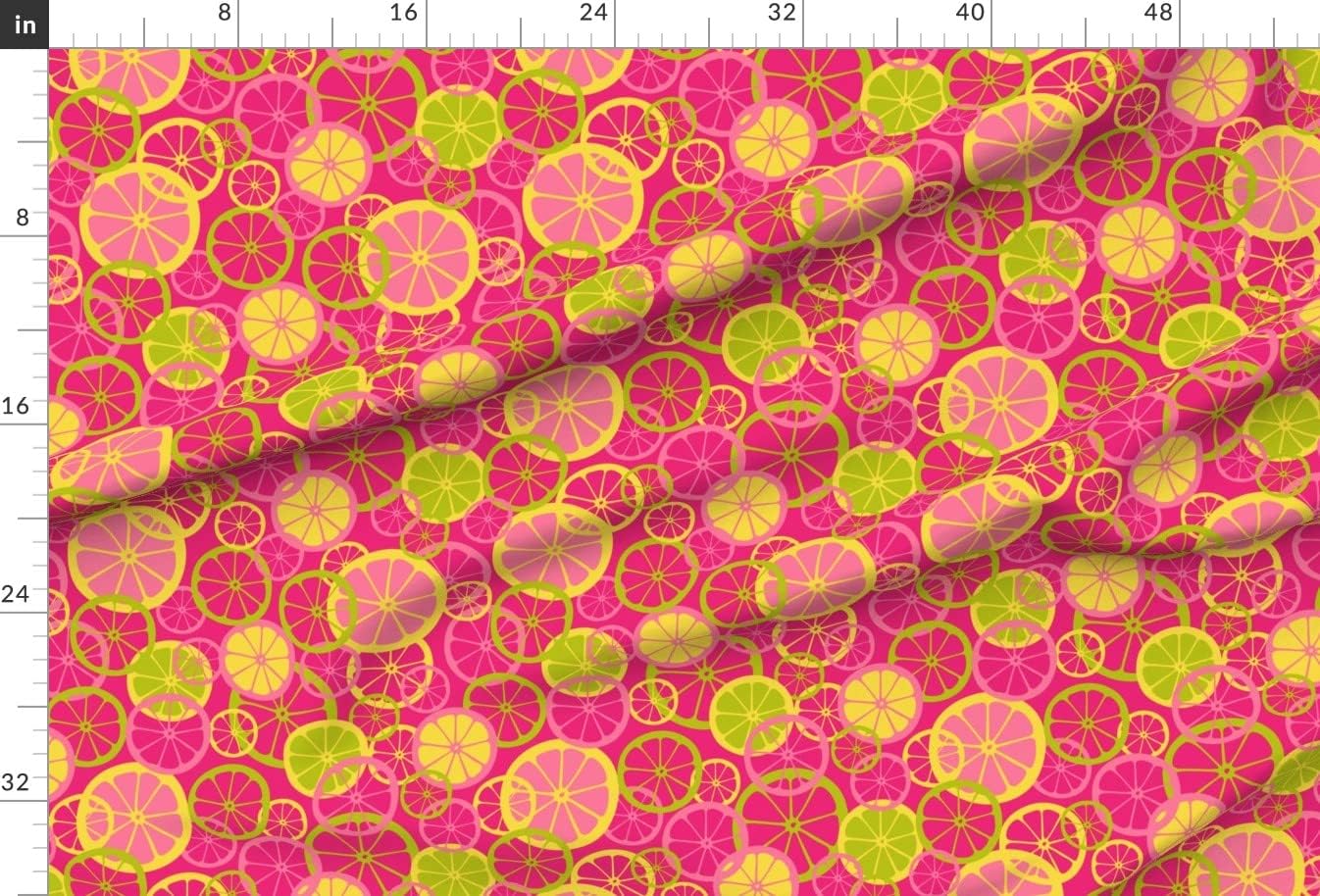 Spoonflower Fabric - Pink Lemonade Citrus Fruit Lemon Lime Orange Summer Beach Tropical Printed on Upholstery Velvet Fabric Fat Quarter - Upholstery Home Decor Bottomweight Apparel