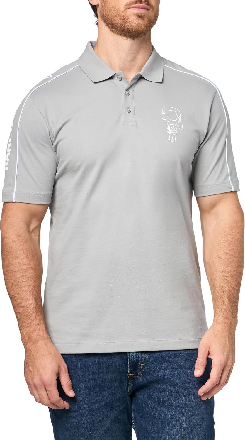 Karl Lagerfeld Men's Collared Short Sleeve Character Polo