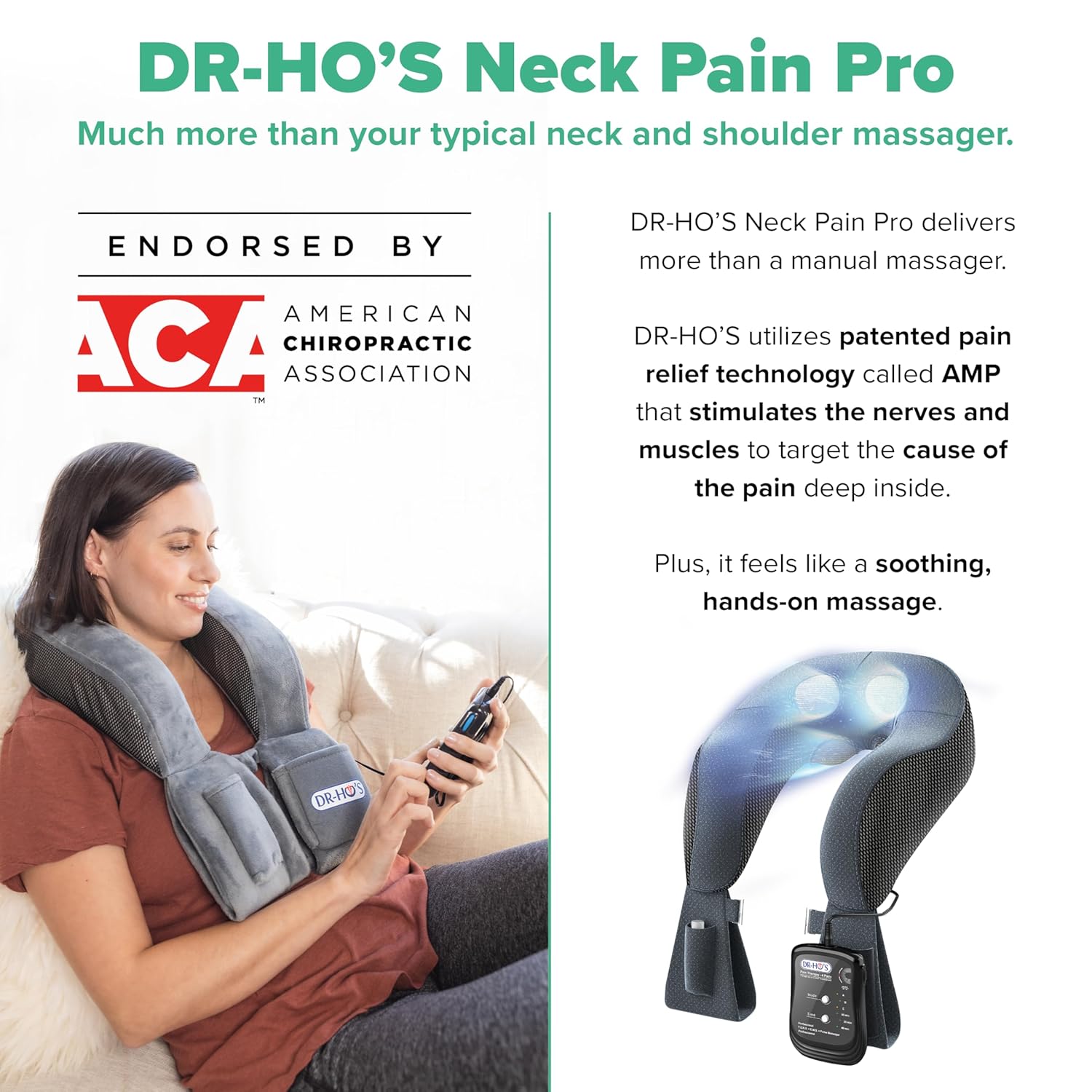 DR-HO'S Neck Pain Pro Ultimate Package - Neck Massager TENS Therapy, EMS Therapy + DR-HO'S Proprietary AMP for & Shoulder Pain
