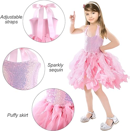 Miniatura 6 de Vestido tutú de lentejuelas para niñas, vestidos de cumpleaños, vestido de fiesta de lentejuelas brillantes, vestido de princesa de tul