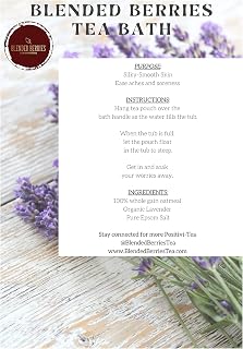 Tea Bath- All Natural Tea Bath with Epsom Salt, Oatmeal, and Lavender- Ease Aches & Soreness, Promotes Silky-Smooth Skin (3.2 oz Linen Sachet)