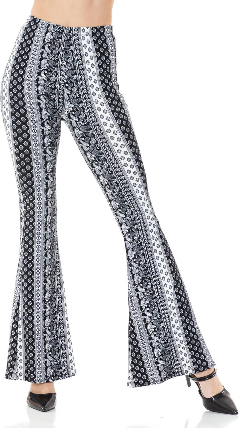 MINEFREE Women's Premium Flare Legging Yoga Pants Palazzo Pants Form Fitting Comfty High Waist Bell Bottom Pants