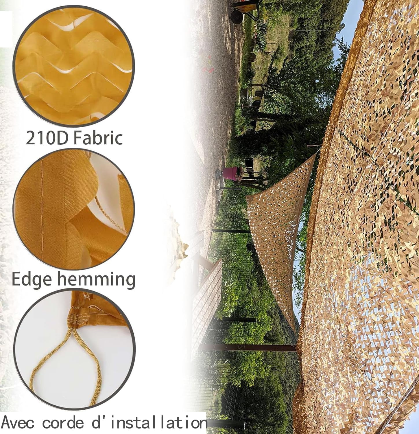 Tarnnetz Camouflage Net 4x5m Tarnnetz Beige Gartenmarkisen Verstärkte Militärmarkise Caravan for Gewächshauspflanze Pergola Feuerfeste Zelte