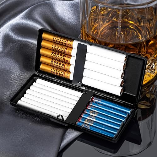 Miniatura 7 de Caja de cigarrillos de metal elegante, moderna y minimalista, con capacidad para 10 cigarrillos de 3.937 in, perfecta para mujeres, diseño de metal