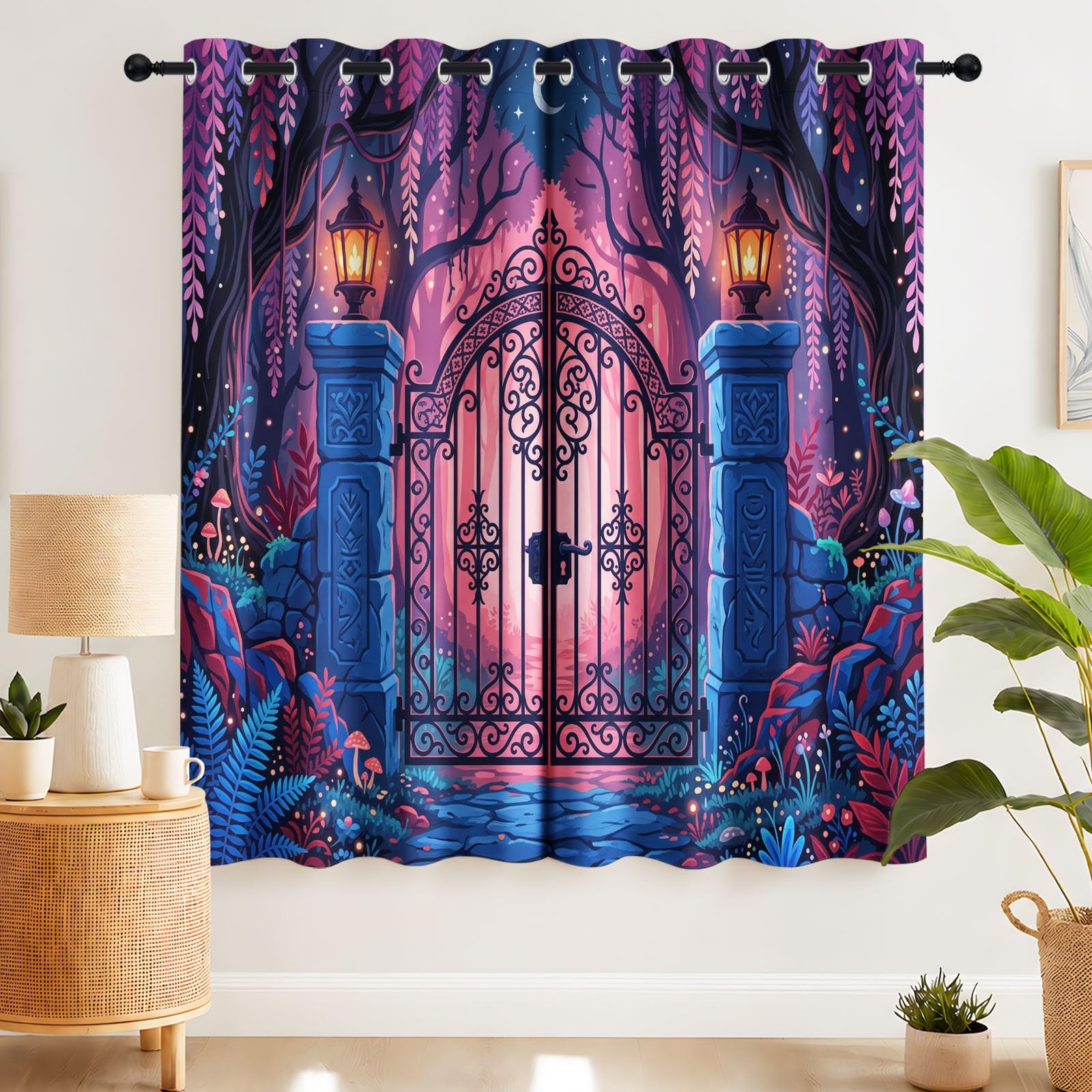 Generisch Zasłony nieprzejrzyste, wys. 280 x szer. 140 cm (2 sztuki) z kreskówki, mapa świata, termiczne zasłony z oczkami, zasłony zaciemniające do sypialni, pokoju dziecięcego