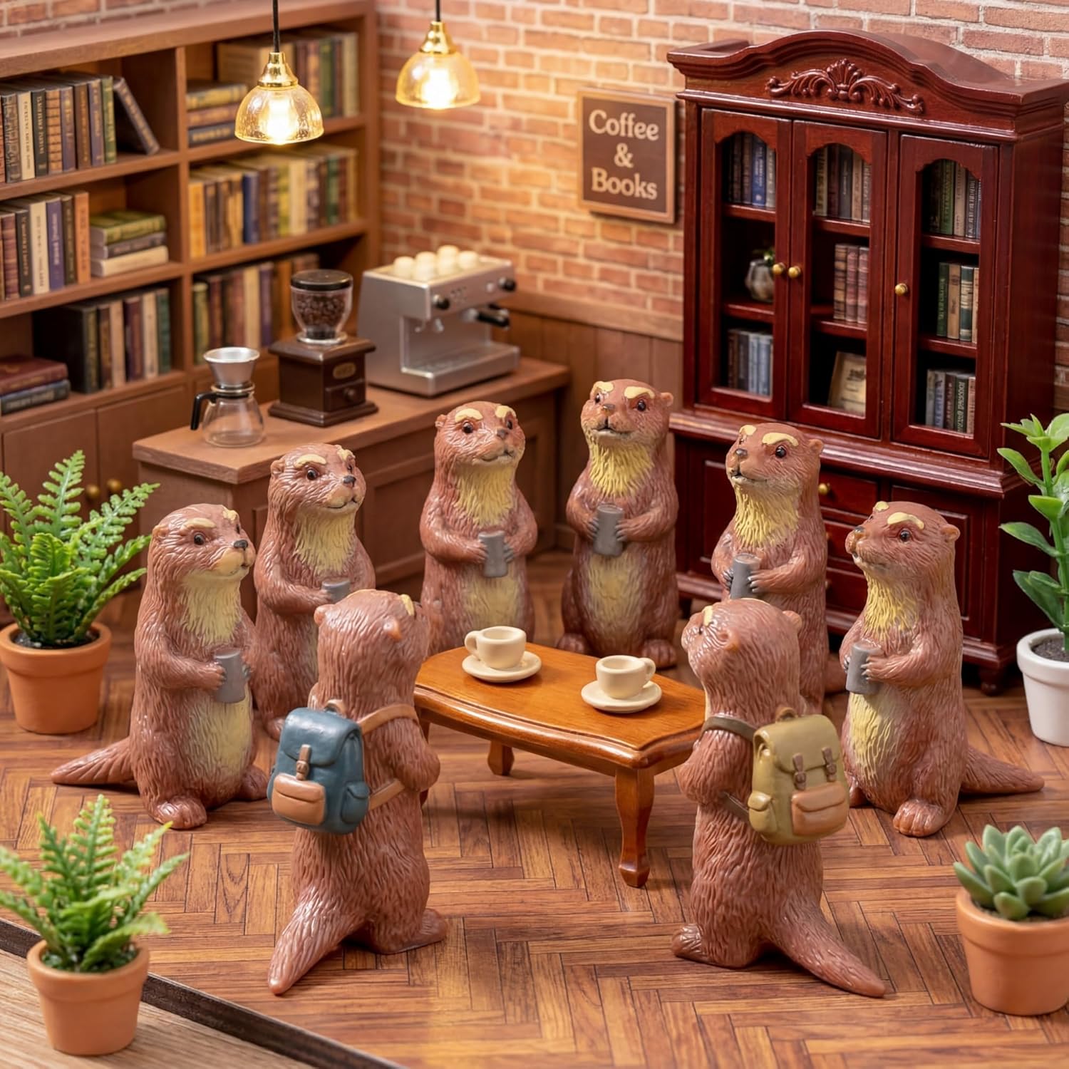 Bucherry 50 Pcs Easter Mini Resin Animal Miniature Otter Figurine Realistic Wildlife Figure to Hide and Seek for Fairy Garden Dollhouse Landscape Aquarium Decors Easter Egg Fillers Party Favors