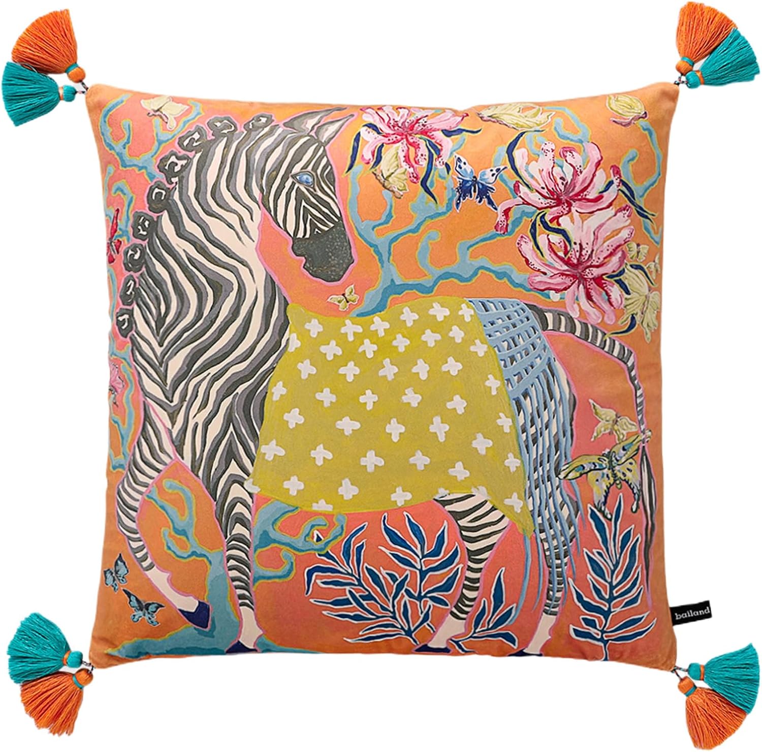 Exquisite Animal Print Throw Pillow Covers - 18x18 Couch Pillow Cases with Double-Sided High-Definition Design, Soft Velvet Texture, and Fringe Accents (Orange, 18x18)