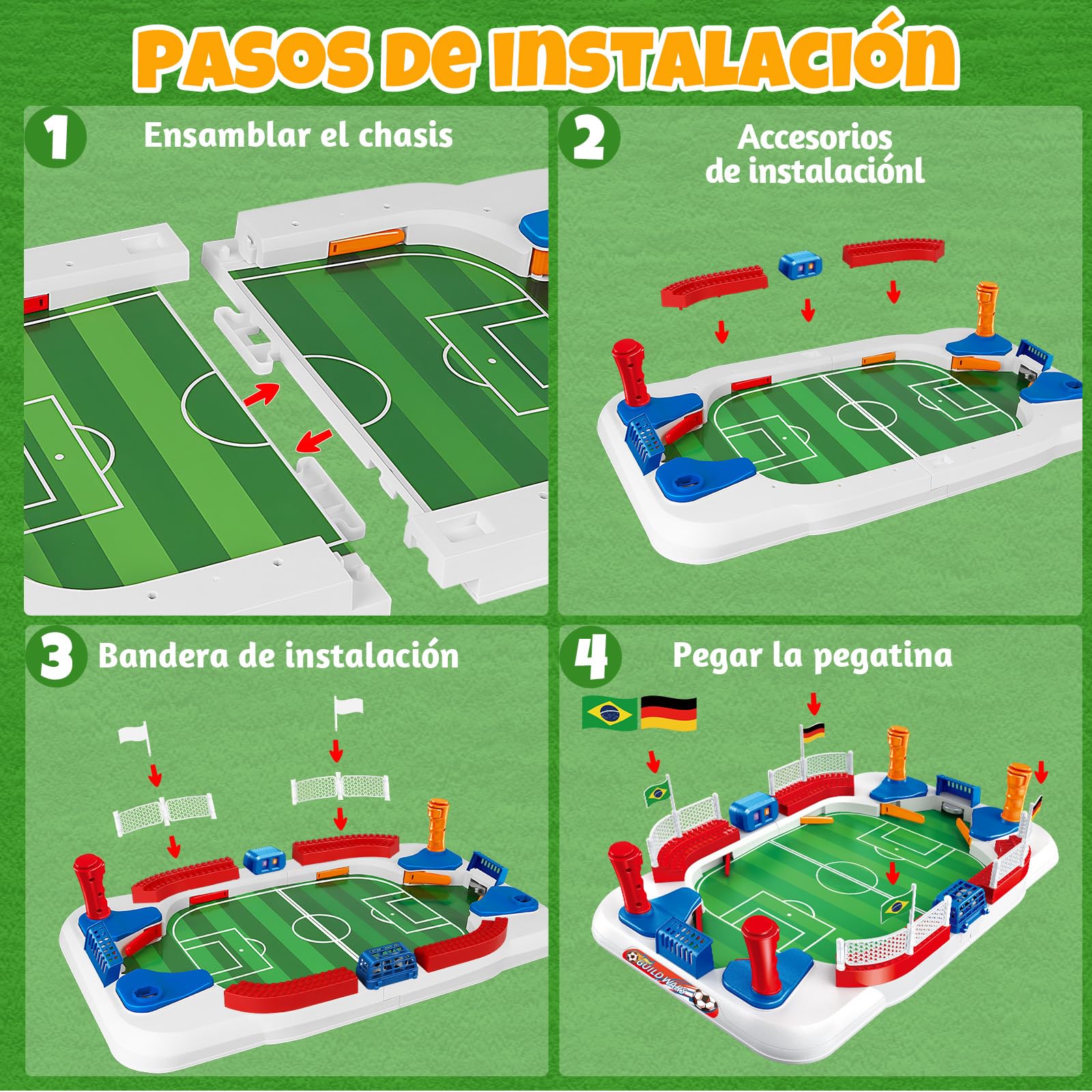 Futbolines para Niños, 55 × 31 Mini Futbolin Juegos de Futbol con 8 Futbol, Contador Manual, Pegatina, Matraquilhos Criança Juego de Mesa para 4 5 6 7 8 9 10 Años