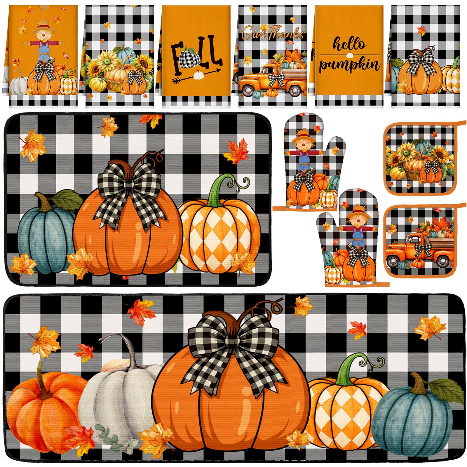 Fourluoo 10 Pcs Thanksgiving Kitchen Decor Fall Pumpkin Kitc -8 Fourluoo 10 Pcs Thanksgiving Kitchen Decor Fall Pumpkin Kitc -8