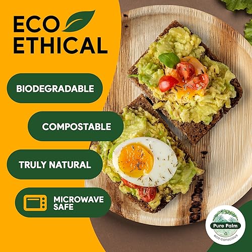 Miniatura 4 de Platos de fiesta de 8 pulgadas, platos de hoja de palma, platos biodegradables, 25 piezas, bonitos platos desechables redondos y redondos, con