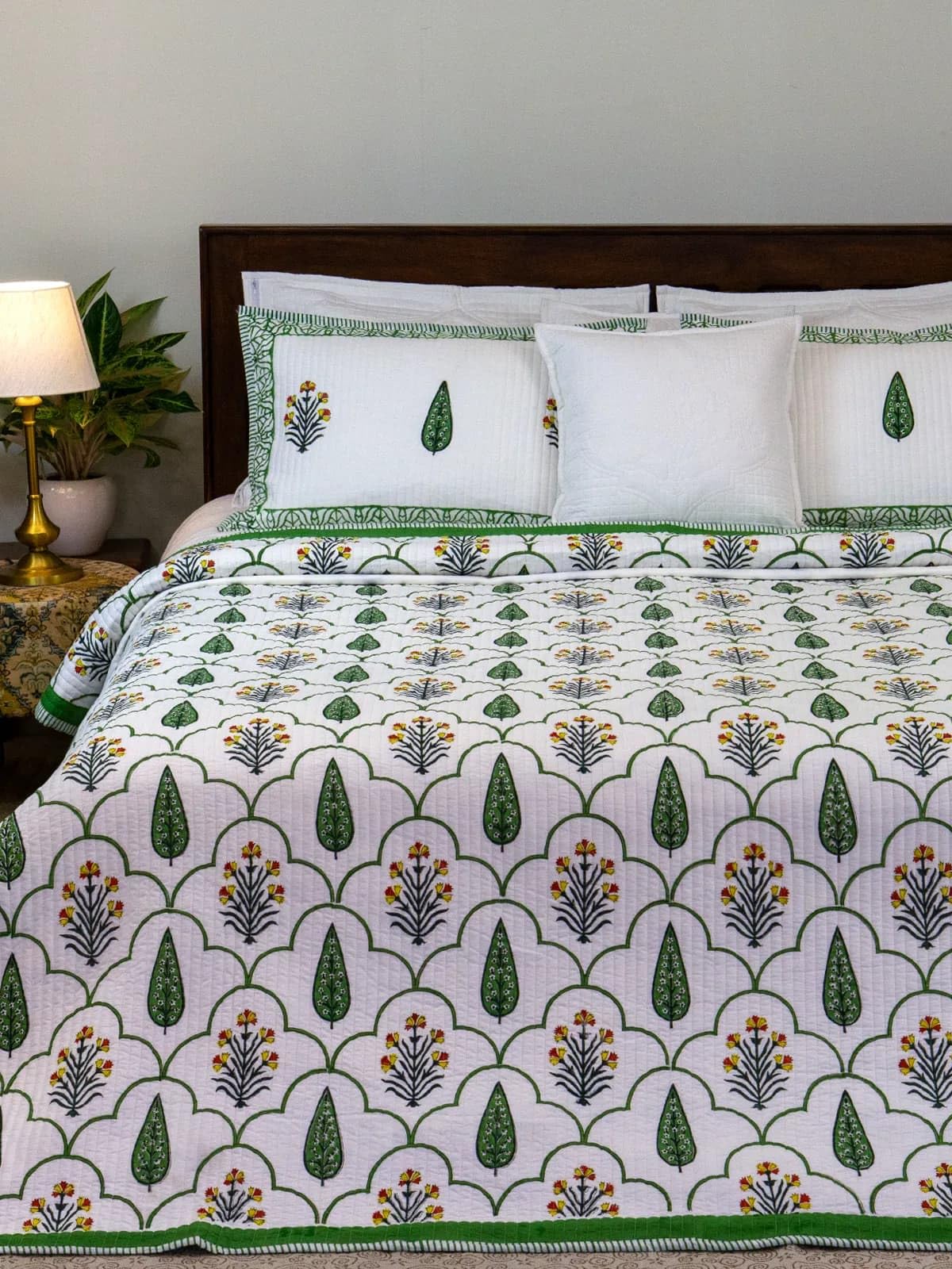Floral Cotton Bedspread Set, 3 Piece Set, 100% Cotton (Super King, 274 x 274 cm)-image-16
