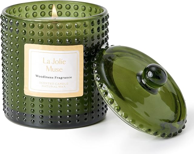 La Jolíe Muse Woodiness Fragrance Scented Candle, Natural Wax, 75 Hours Long Burning, Glass Jar for Gift and Home Decor