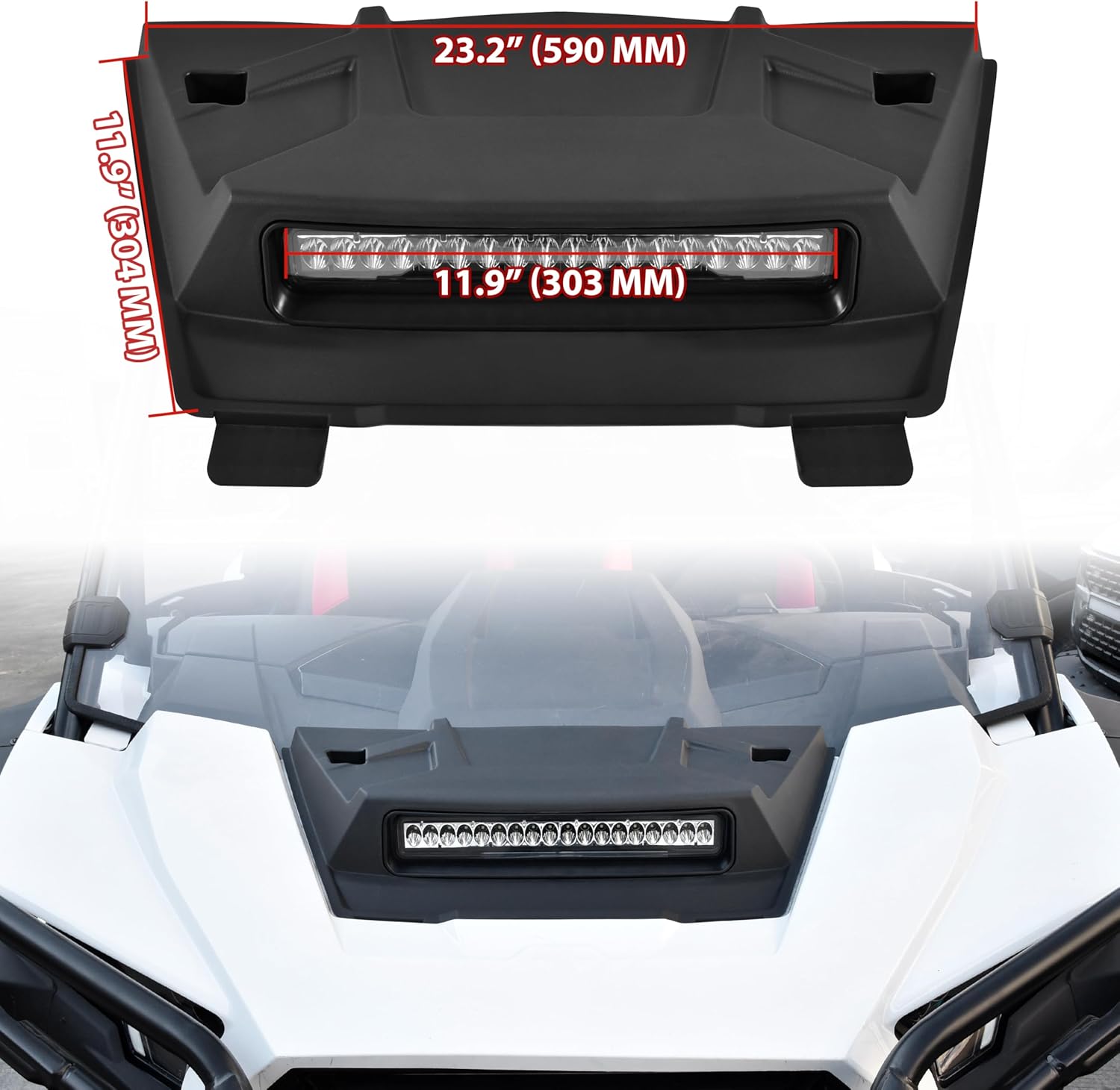 SAUTVS Sport Hood Scoop with LED Spotlight for Polaris RZR XP 1000/ XP4 1000 2024 2025, Hood Scoop with LED Auxiliary Light Kit for Polaris RZR XP 1000/ XP 4 1000 2024 2025 Accessories