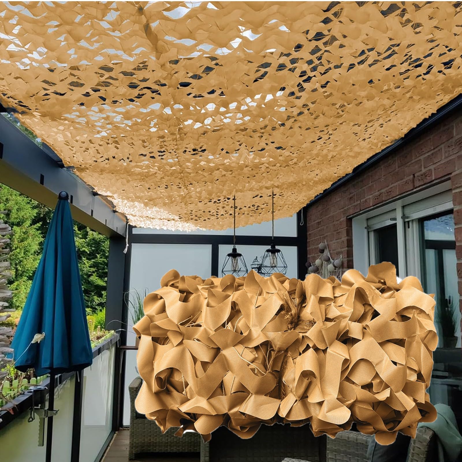 Tissu Oxford voile d'ombrage camouflage net militaire 5x6m pour parasol