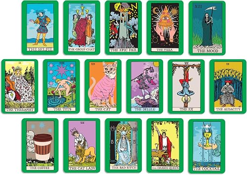 Ritzy Rose Cheeky Tarot-Inspired Oracle Deck - 16 Funny Cards 4x6 Inch Size Cardstock, Colorful Spiritual Tool, Cute Gift for Witchy Females and Yoga Lovers Mindfulness Archetype Giftable Deck