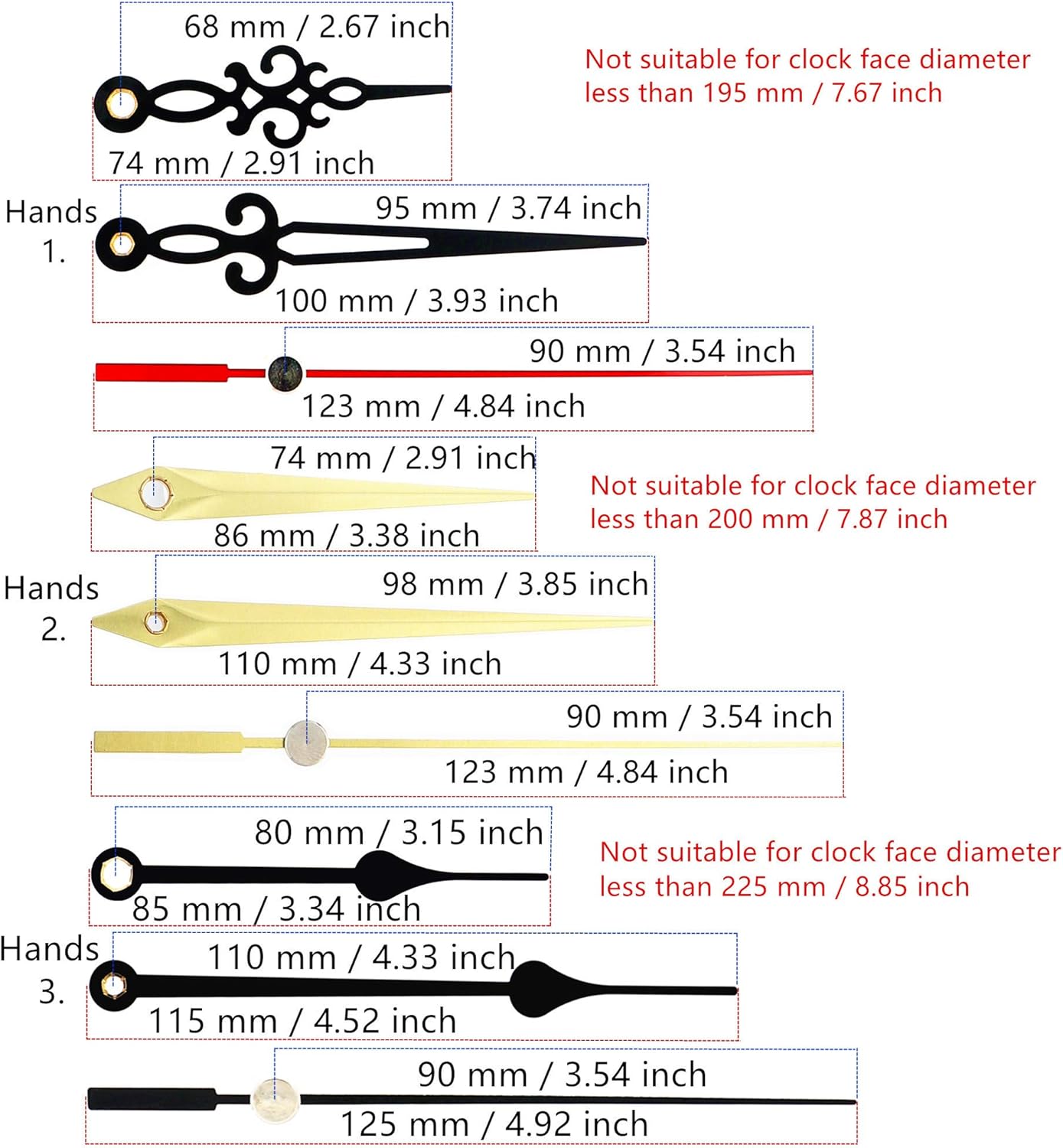 TIKROUND Youngtown 12888 Movement for Clock Repair Replacement 23mm (29/32 Inch) Shaft Length 15mm (19/32 Inch) Thread Length.