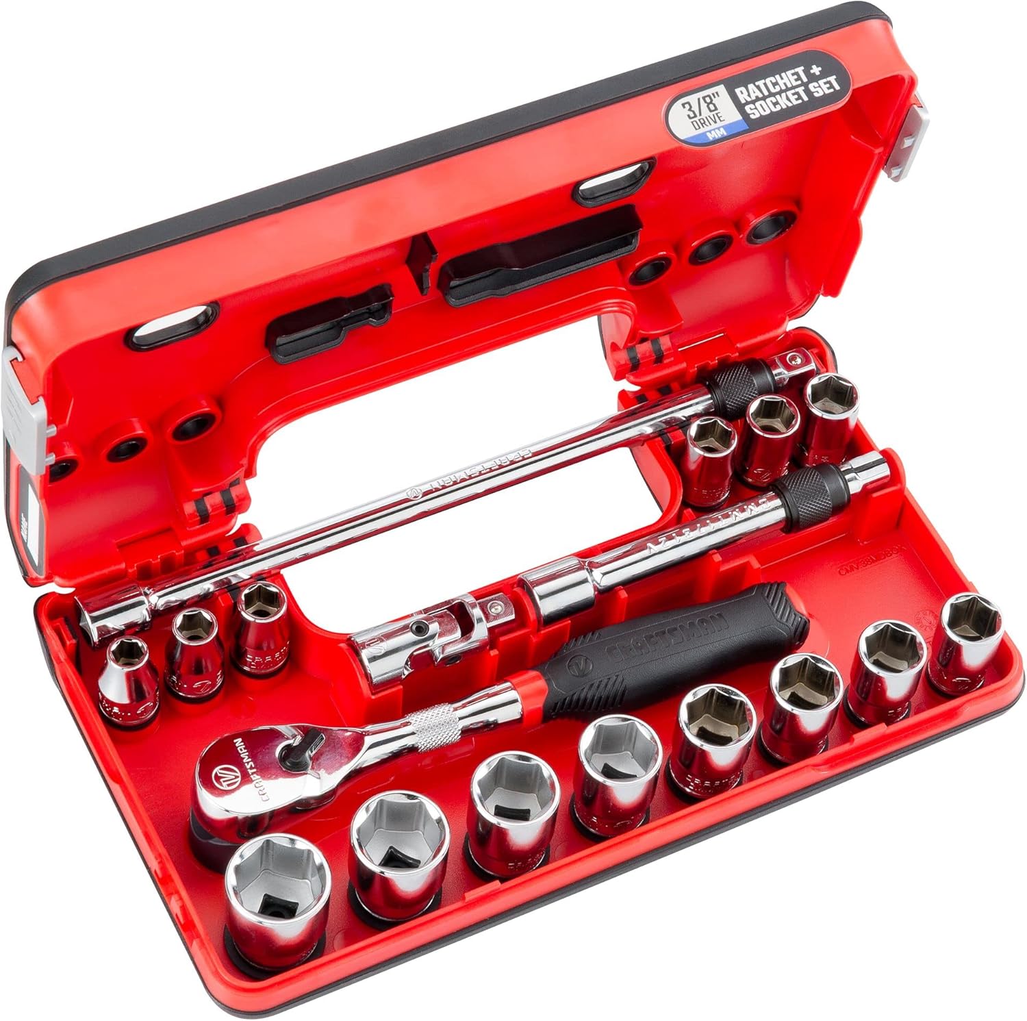 CRAFTSMAN V-SERIES Socket Set, Shallow MM, 3/8 Inch Drive, 18 Piece (CMMT45753V)