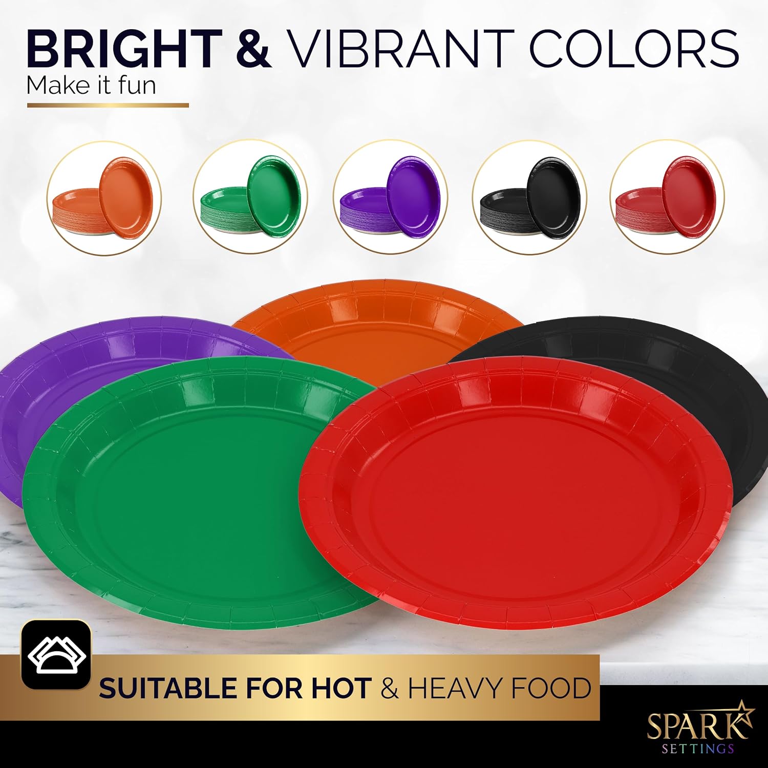 Amcrate Paper Dinner Plates, 8 1/2 Inches Paper Plates Disposable, Colorful Disposable Plates for Party, Dinner, Holiday, Picnic, or Travel Party Plates, Pack of 50 - By Enday image 2