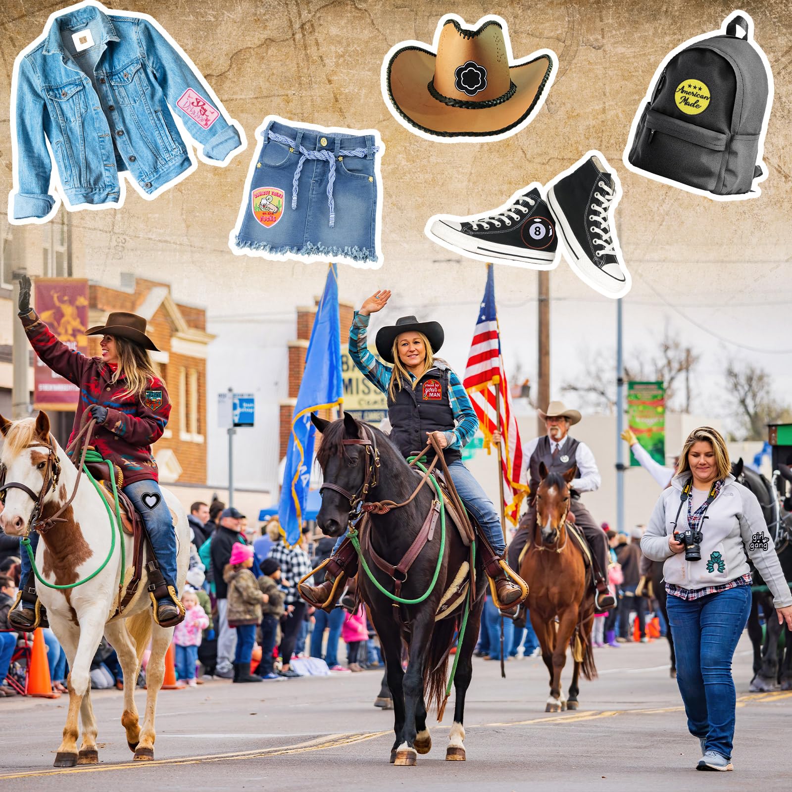 Lyrow 50 parches bordados de vaquero occidentales para planchar para sombrero, chaqueta de mezclilla, mochila, accesorios de ropa, apliques para coser en rodeo, parche de reparación del salvaje oeste,