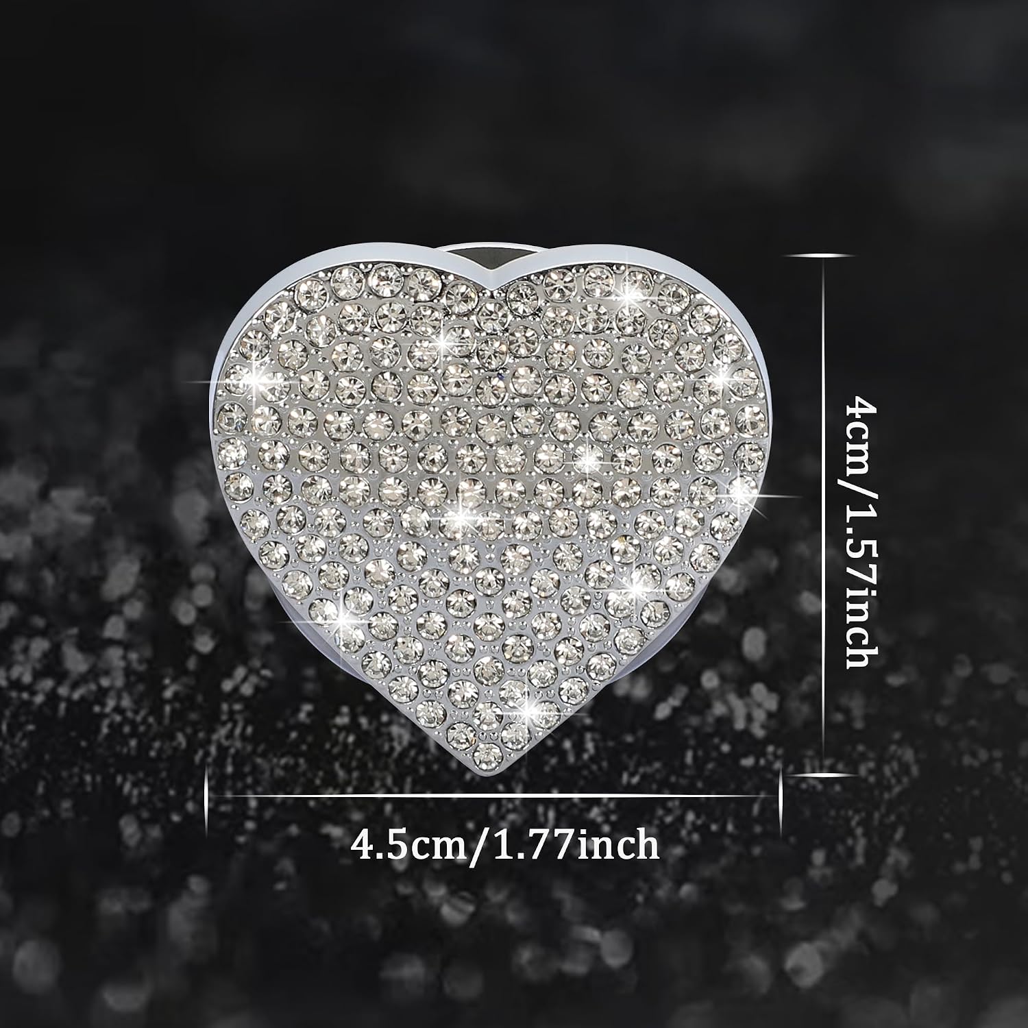 TOMALL Bling Car Engine Start Button Cover Diamond Crystal Push Start Ring Cap Sparkly Accessories Heart Bling Ignition Button Rhinestone Emblem Trim Universal (White) image 2