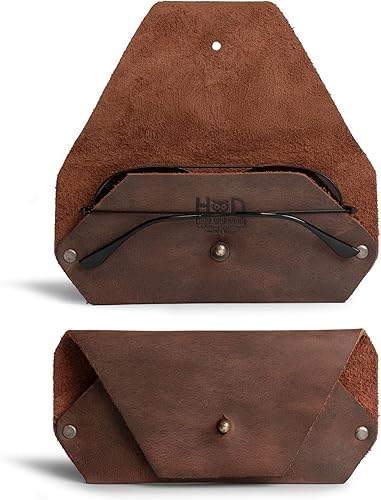 Hide & Drink, Sunglasses Sleeve Case Protector, Eyewear Pouch, Great for Outdoors & Traveling, Full Grain Leather, Handmade Bourbon Marrón