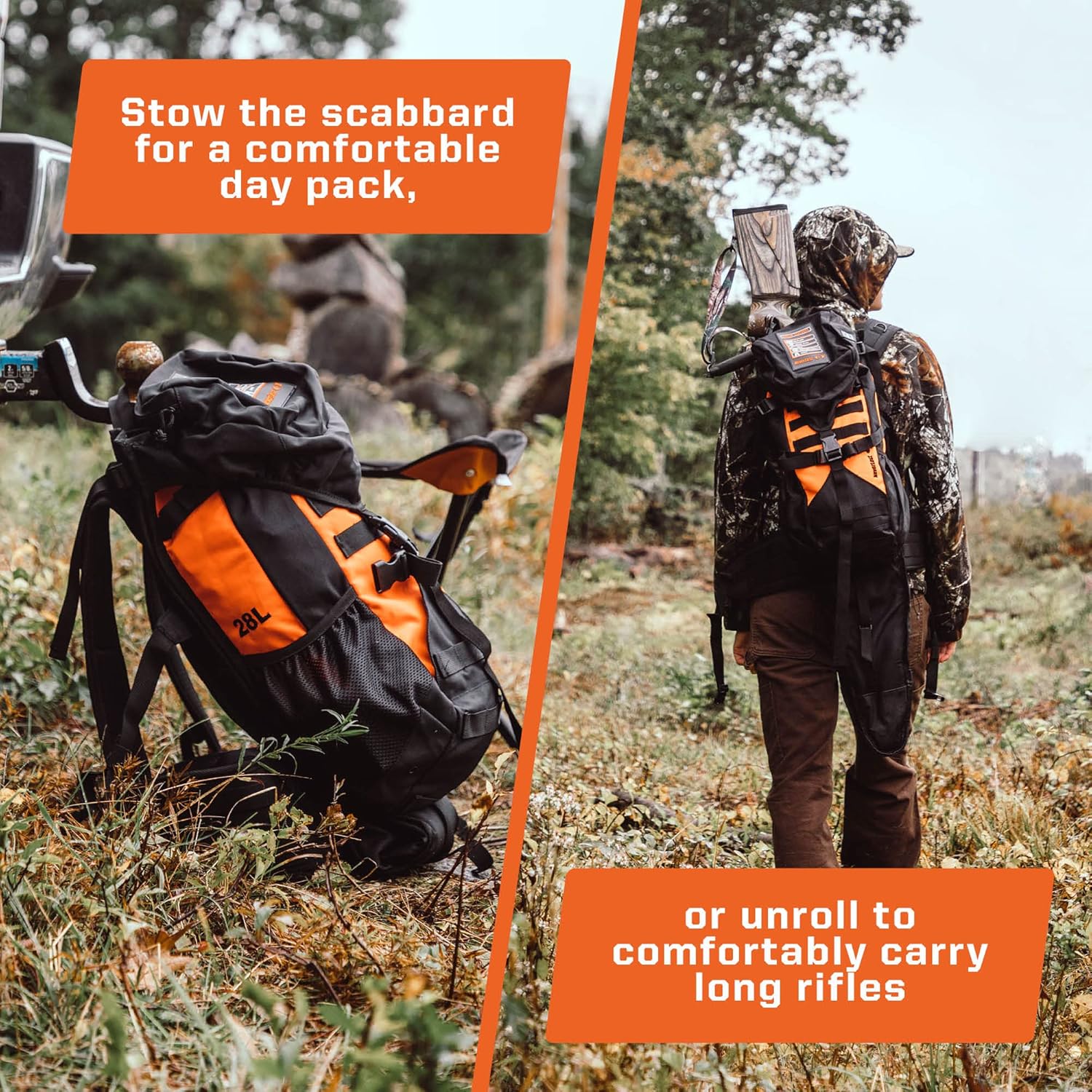 NeverLost Scout Backpack with open Gun scabbard