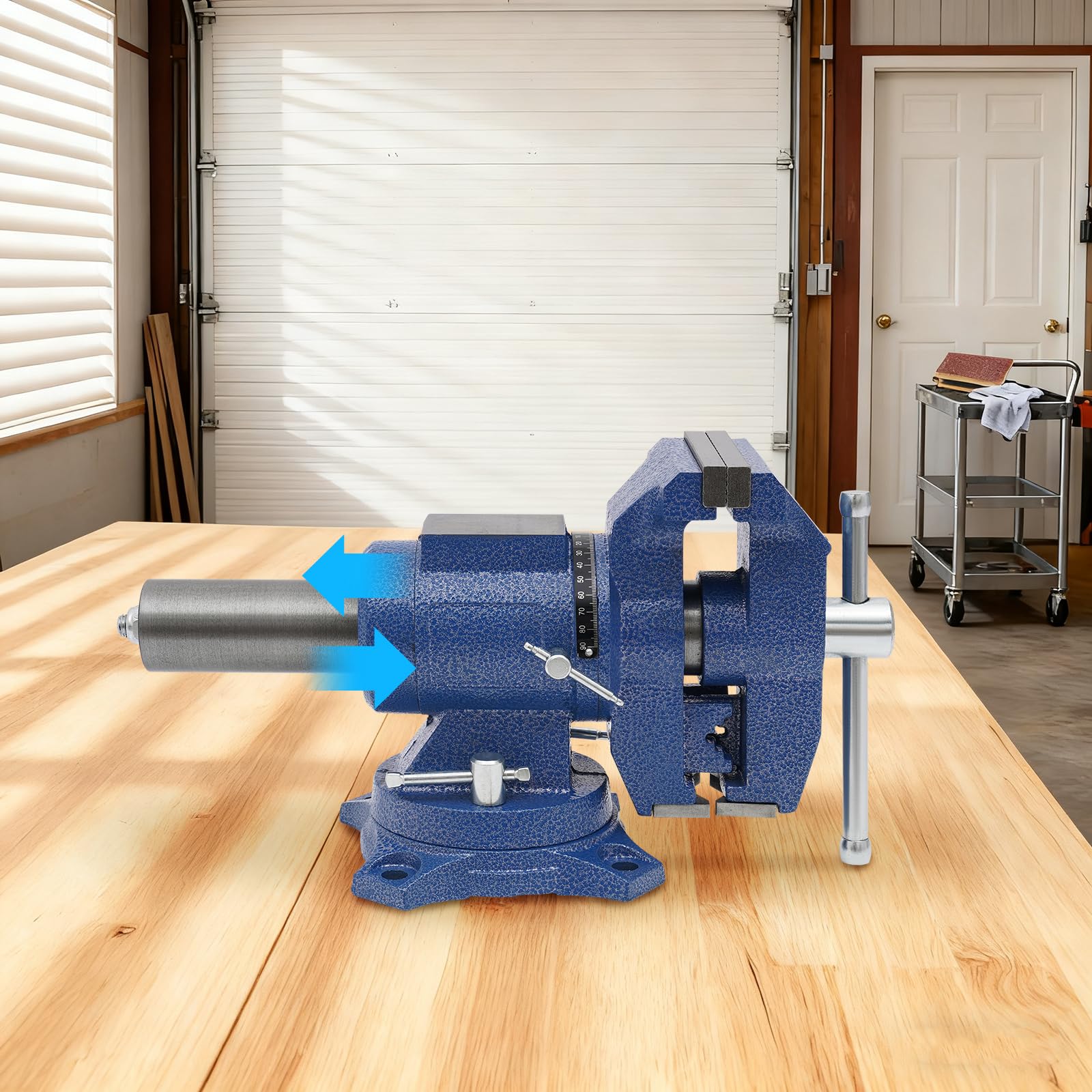 Étau avec enclume rotatif à 360° - 125 mm - Étau de table en fonte sphérique - Étau de table - Pour établi d'atelier - Bleu