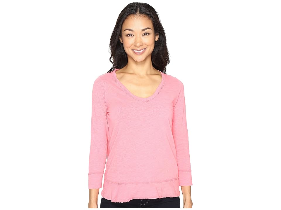 

Mod-o-doc Slub Jersey Forward Seam 3/4 Sleeve Tee (Guava) Women's T Shirt