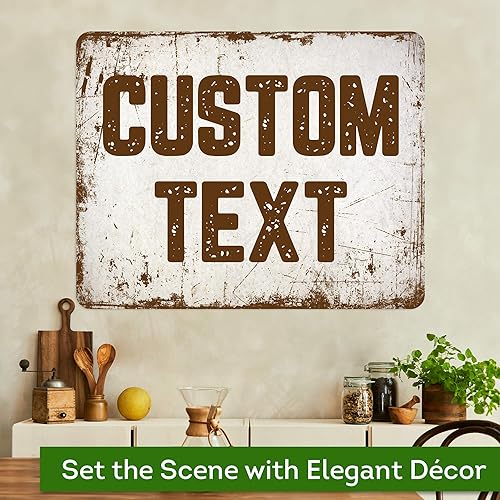 Miniatura 476 de My Sign Center - Letrero personalizado, 11 colores de fuente, 13 estilos de fuente, 4 opciones de agujero, 22 tamaños, 8 x 32 pulgadas, sin óxido,