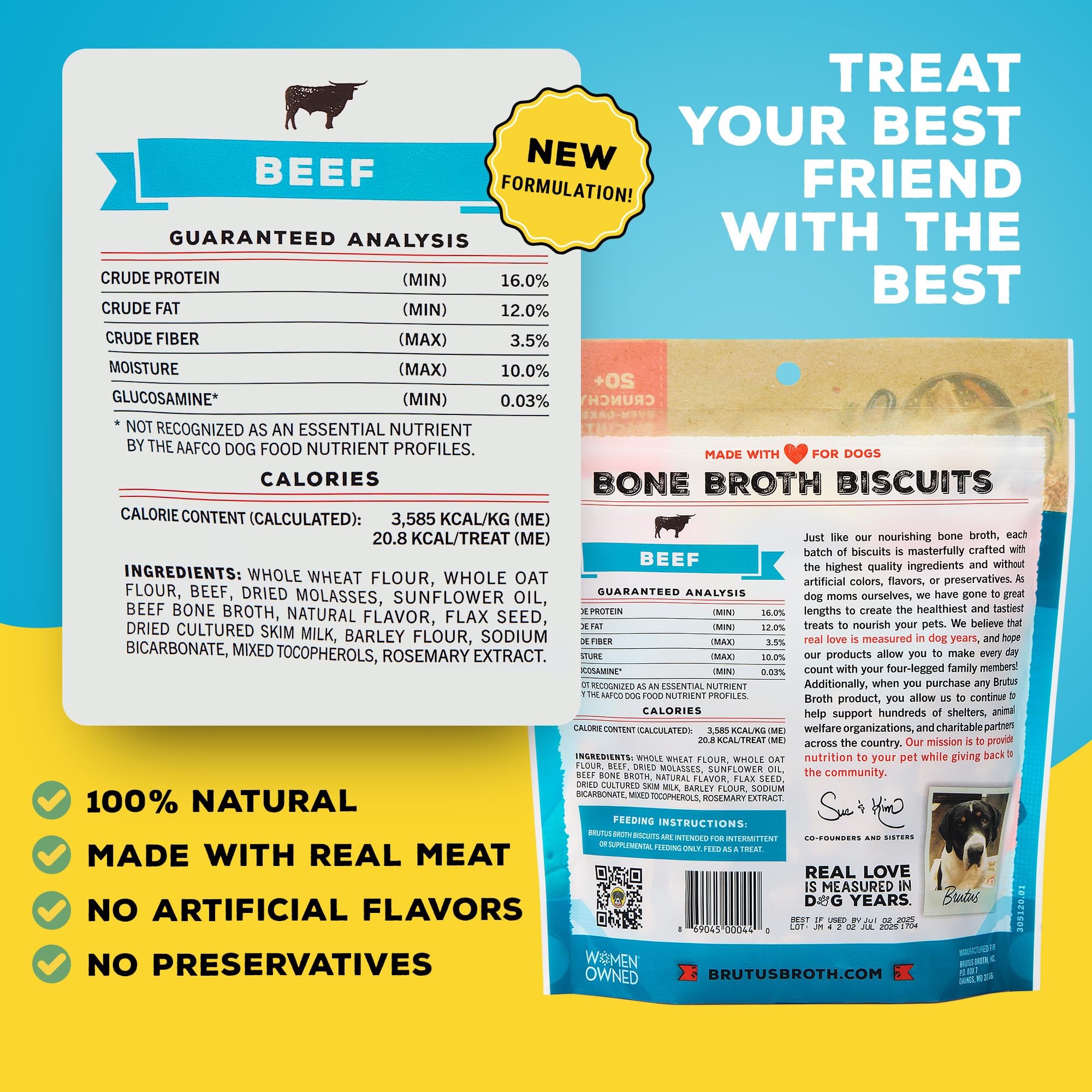 Kekse (Rindfleisch) - Gesunde Leckereien für Hunde - Natürliche Hundekekse mit Hundeknochenbrühe und echtem Rindfleisch für gesunde Gelenke - 18 Gramm Protein - 8