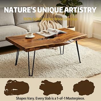 Wood Coffee Table - Live Edge Coffee Table - Natural Wooden Coffee Tables for Living Room