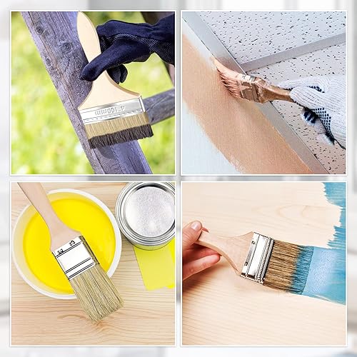 Miniatura 5 de 96 pinceles de pintura para pared, pinceles de pintura a granel, cerdas naturales con mango de madera para pintar, juegos de pinceles planos para