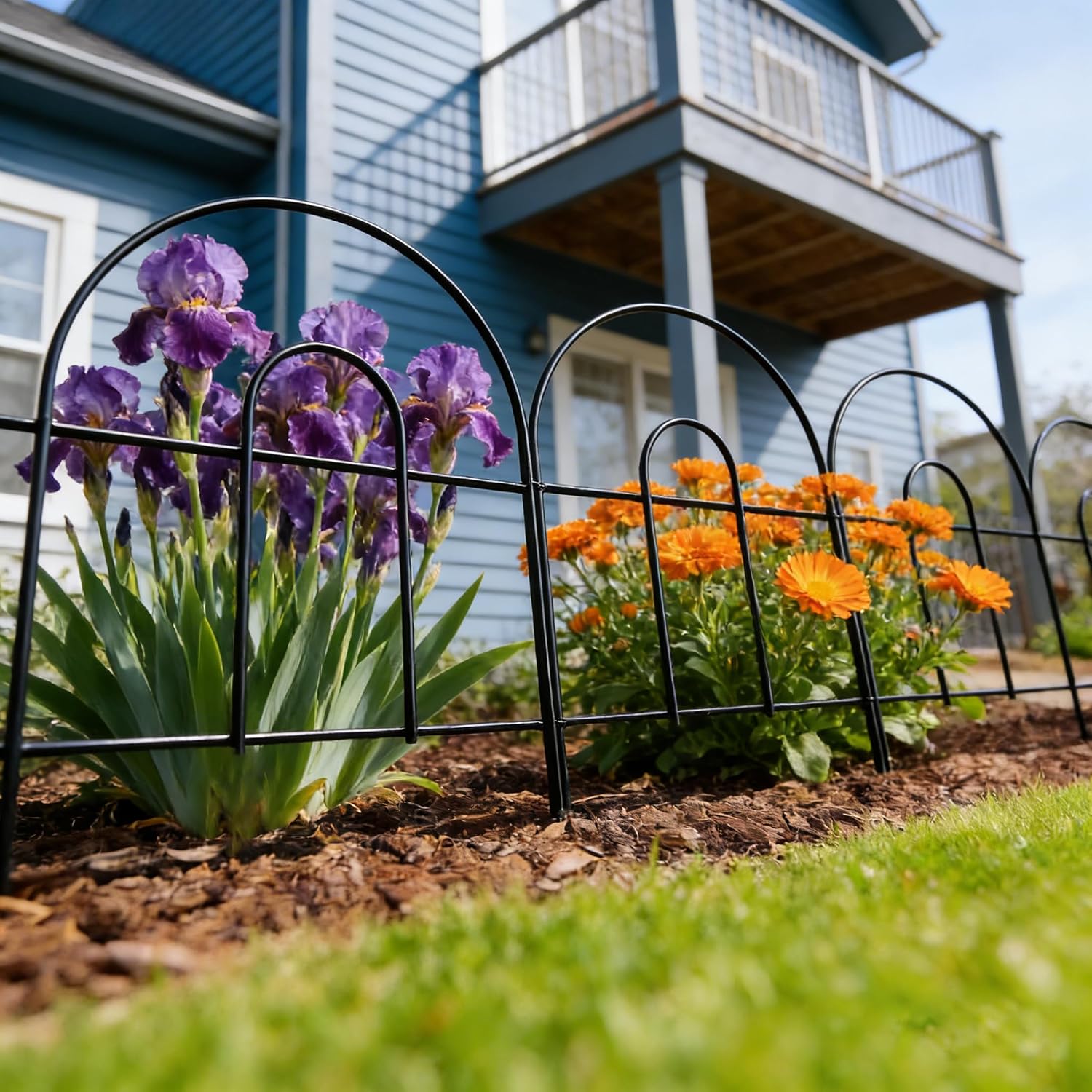 16in(H)×40ft(L) Black Decorative Garden Border Fence Total 40 Panels No Dig Metal Folding Fence Panel Garden Edging Border Fence for Animal Barrier Fencing Flower Bed Yard Patio