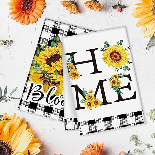 Miniatura 3 de Buryeah Juego de 12 toallas de cocina de girasol, juego de toallas de primavera a granel, toallas de mano decorativas de sol, toallas de plato de